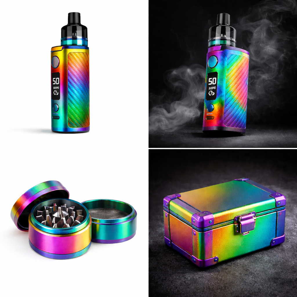 cannabis accessories in vibrant colors